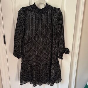J. Crew Black with white and off White dots Dress